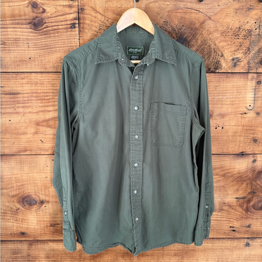 Men’s Eddie Bauer 100% Cotton Olive Green Shirt - Size Small